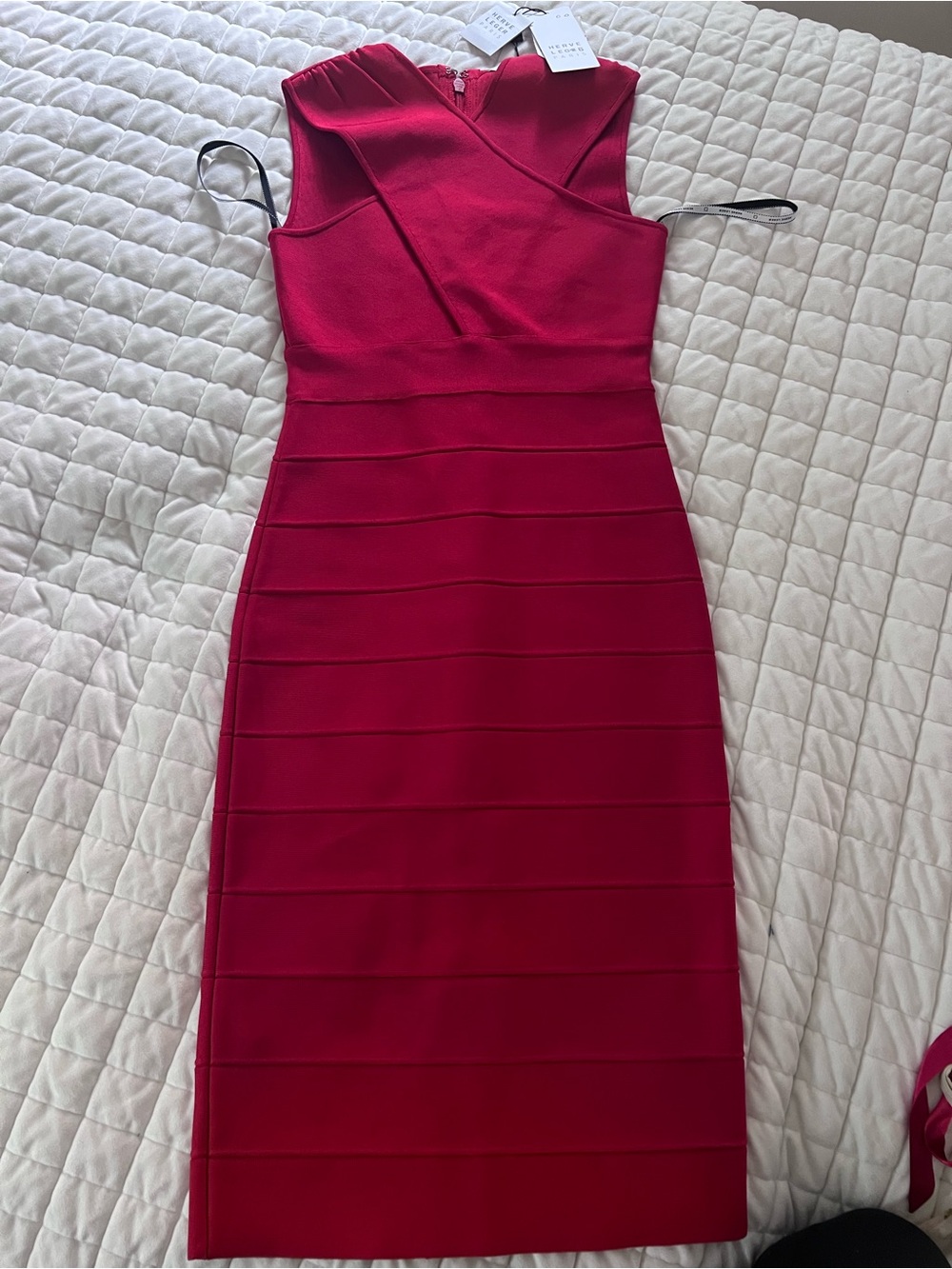 Herve Leger Fuchsia Bandage Midi Dress